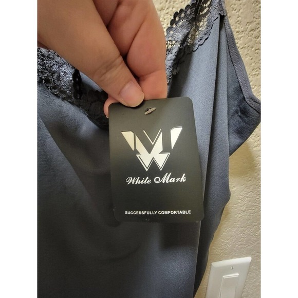 NWT White Mark Charcoal Cami Top with Lace Detail Plus Size - Picture 3 of 5